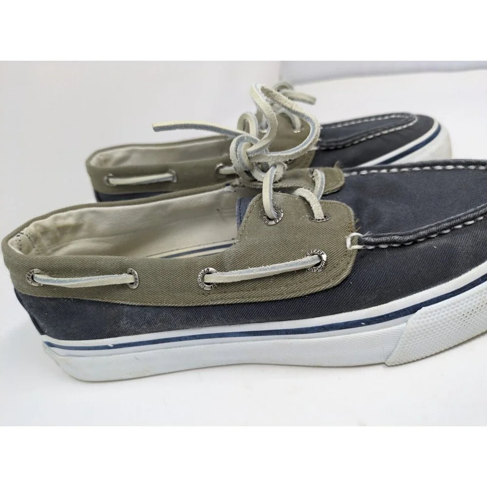 Sperry Top-Sider Bahama Boat Shoe 2 Eye Navy Blue Khaki STS10804 Mens 9M